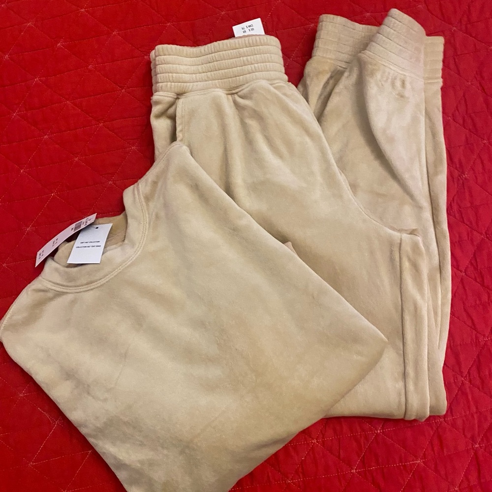 Abercrombie & Fitch Tan Velour Joggers and Sweatshirt Set NWT